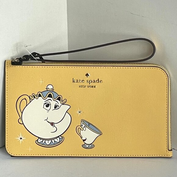 Disney Kate Spade Beauty and the Beast Medium L Zip Wristlet Daybreak Potts Chip - Picture 1 of 6